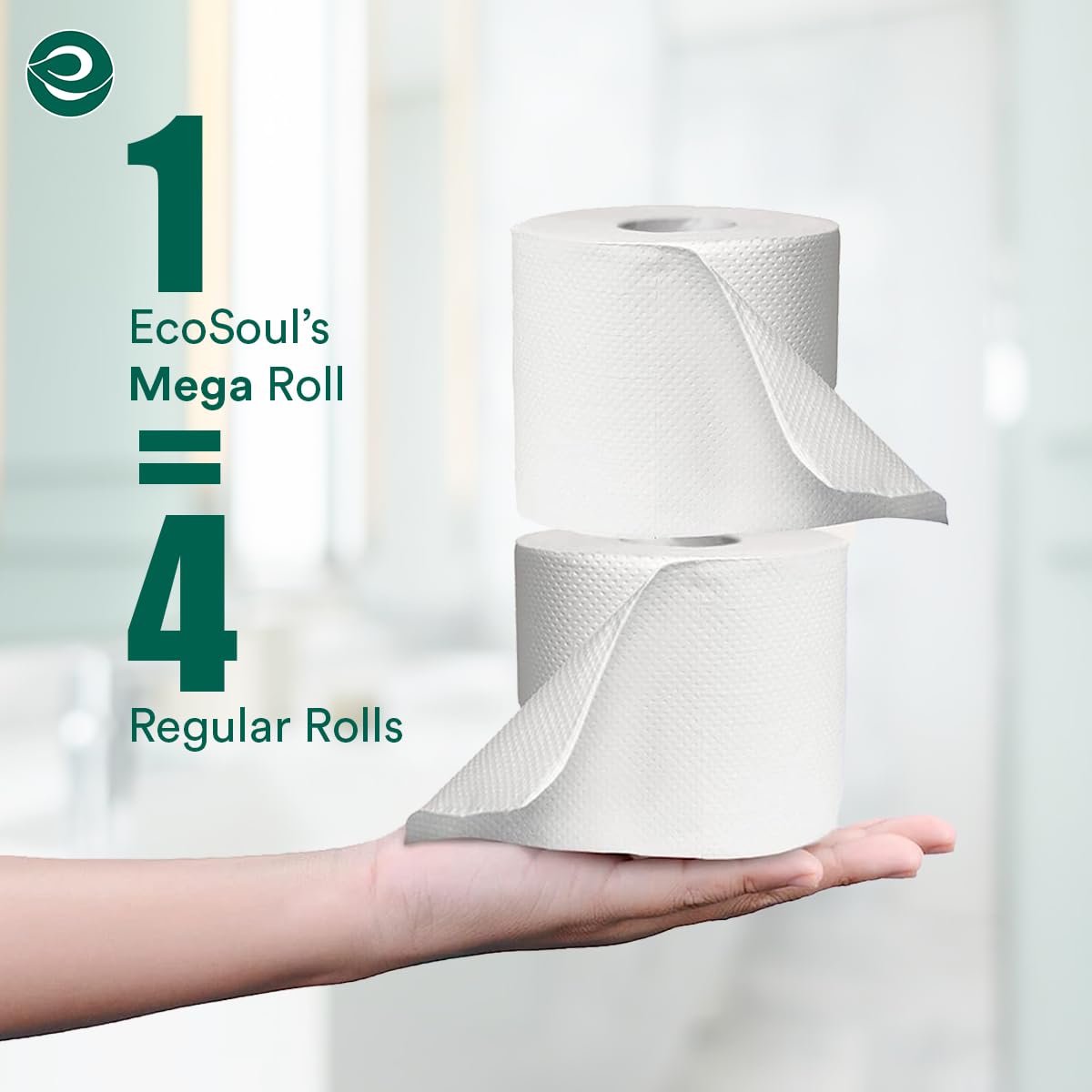 ECO SOUL Bamboo Toilet Paper 24 Mega Rolls - 3 Ply, 300 Sheets, Eco-Friendly, Septic Safe, Organic Bath Tissue, FSC Certified - Damaged Box