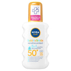 NIVEA SUN Kids Protect & Sensitive Spray (200ml) Sunscreen Spray with SPF 50+, Kids Suncream for Sensitive Skin, Immediately Protects Against Sun Exposure - New