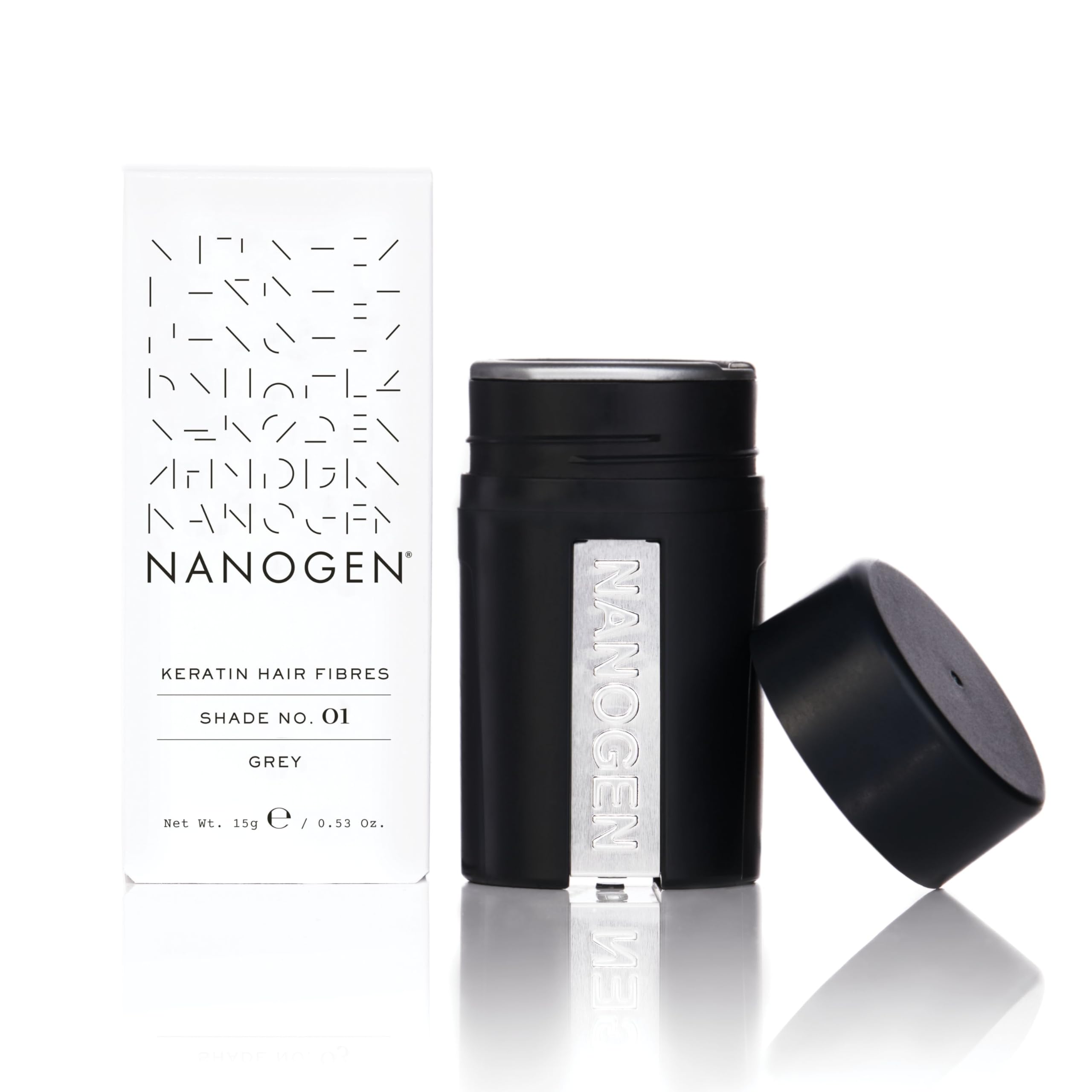 Nanogen Hair Thickening Fibres - 15g Grey - Natural Keratin Hair Loss Concealer - Damaged Box