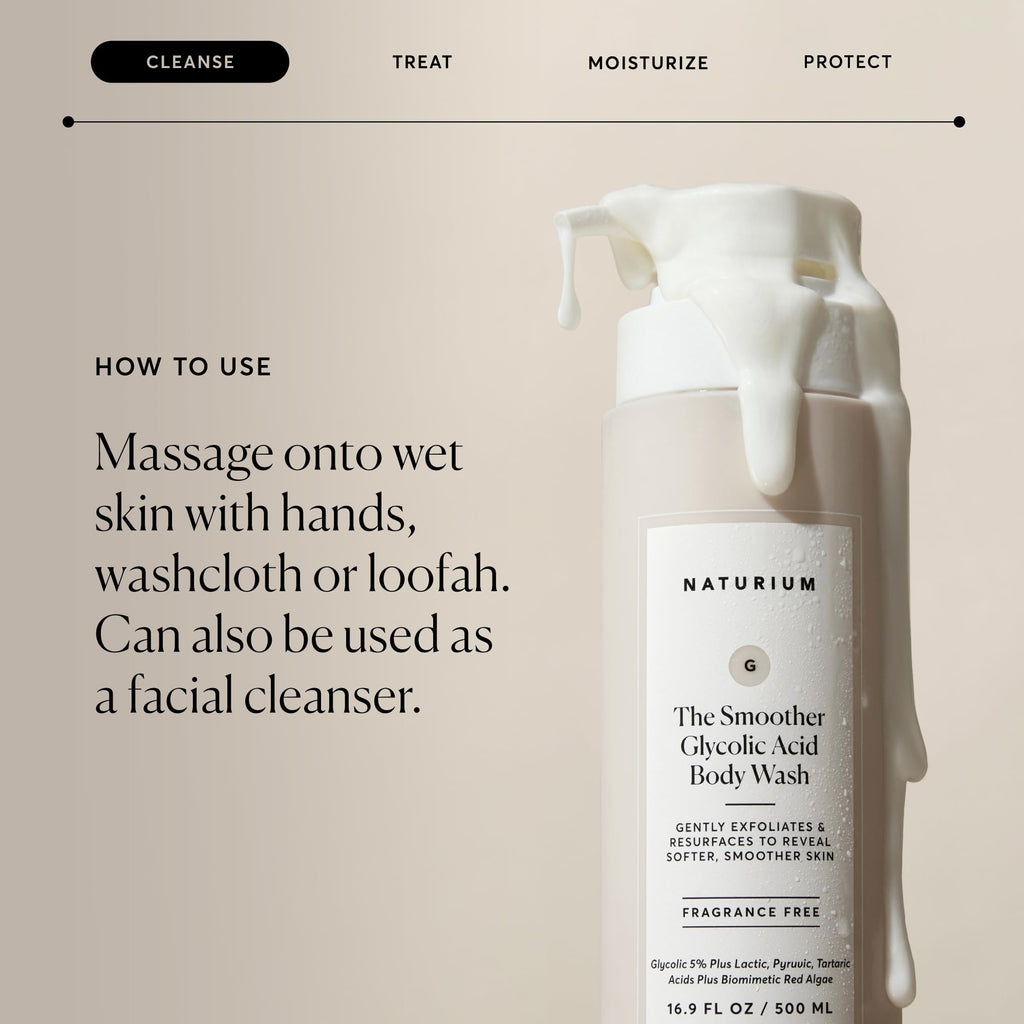 Naturium The Smoother Glycolic Acid Exfoliating Body Wash, Soft & Smoothing Cleanser | 16.9 FL OZ / 500 ML - New