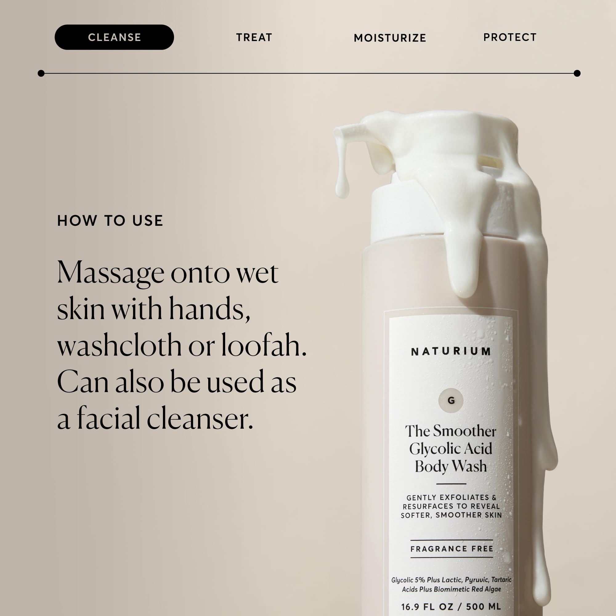 Naturium The Smoother Glycolic Acid Exfoliating Body Wash, Soft & Smoothing Cleanser | 16.9 FL OZ / 500 ML - New