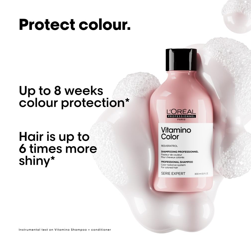 L'Or'eal Professionnel Vitamino Color Shampoo 300ml, Colour Protection and Shinier Stronger Hair, For Coloured Hair - New