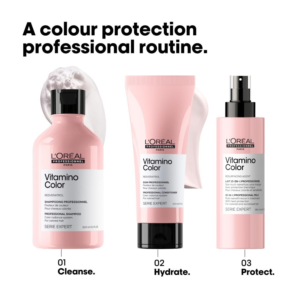 L'Or'eal Professionnel Vitamino Color Shampoo 300ml, Colour Protection and Shinier Stronger Hair, For Coloured Hair - New