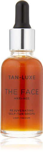 Tan-Luxe THE FACE Self Tan Drops, Light/Medium (30 ml) Add Anti-Aging Tanning Drops to Skin Care for Custom Face Tan, Cruelty Free & Vegan - New