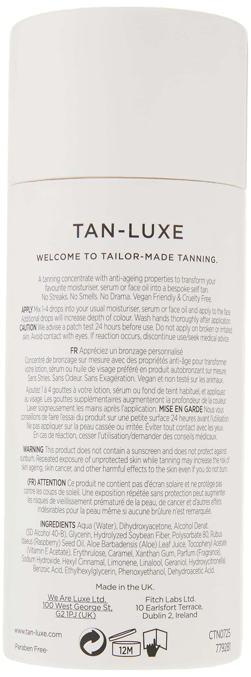 Tan-Luxe THE FACE Self Tan Drops, Light/Medium (30 ml) Add Anti-Aging Tanning Drops to Skin Care for Custom Face Tan, Cruelty Free & Vegan - New