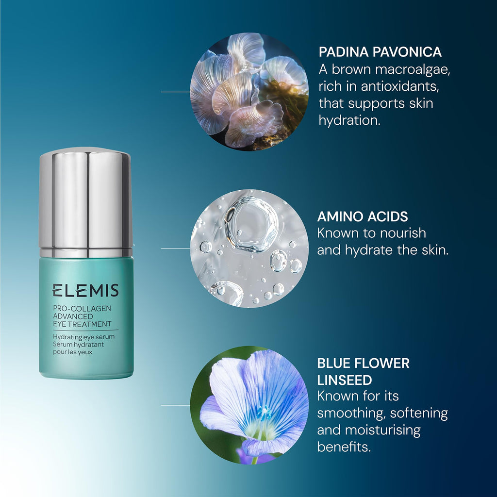 ELEMIS Pro-Collagen Advanced Eye Treatment, Hydrating Under Eye Cream Formulated with Protein-Rich Actives for a Youthful Complexion, Weightless Anti-Wrinkle Eye Cream to Smooth and Firm, 15ml - New