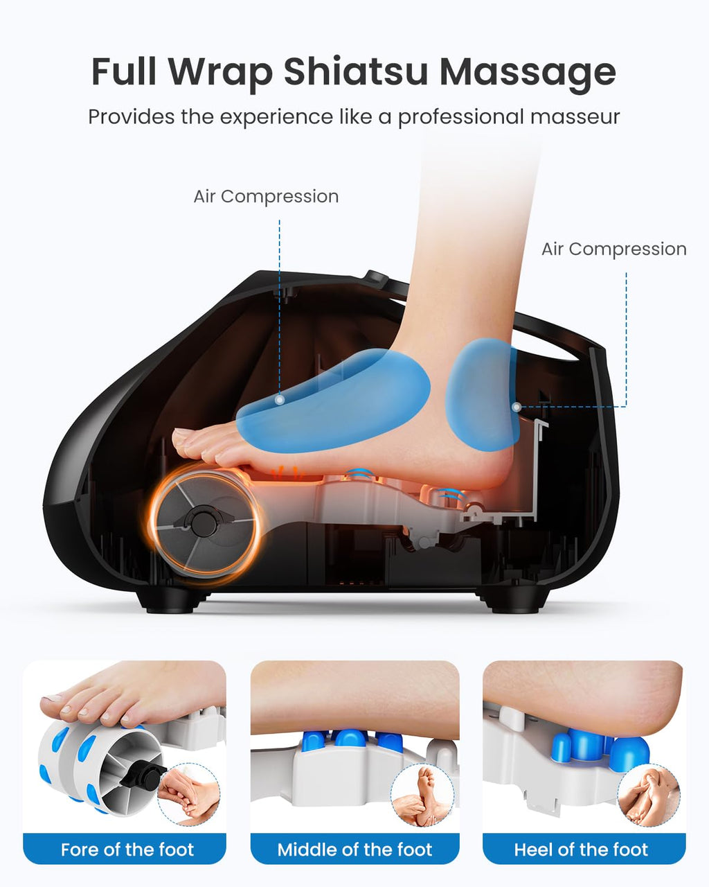 RENPHO Foot Massager with Heat - Electric Shiatsu Kneading Foot & Calf Massager Machine - Relaxation Therapy Device - Damaged Box