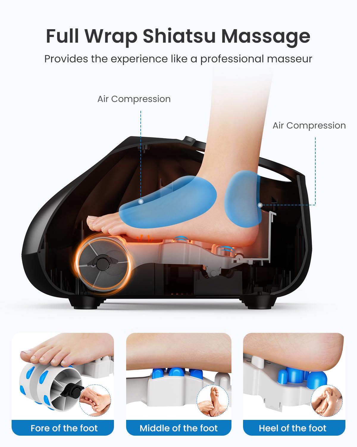 RENPHO Foot Massager with Heat - Electric Shiatsu Kneading Foot & Calf Massager Machine - Relaxation Therapy Device - Damaged Box