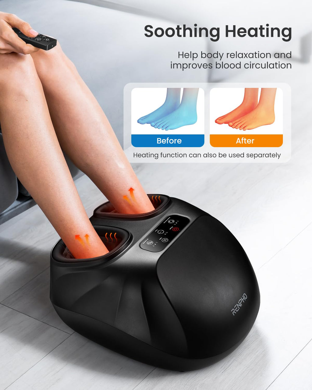 RENPHO Foot Massager with Heat - Electric Shiatsu Kneading Foot & Calf Massager Machine - Relaxation Therapy Device - Damaged Box