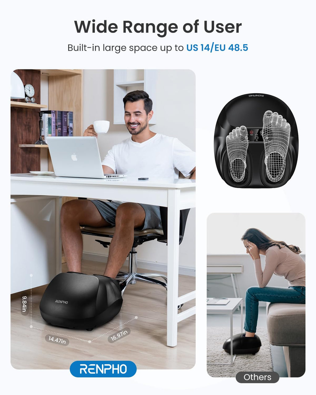 RENPHO Foot Massager with Heat - Electric Shiatsu Kneading Foot & Calf Massager Machine - Relaxation Therapy Device - Damaged Box