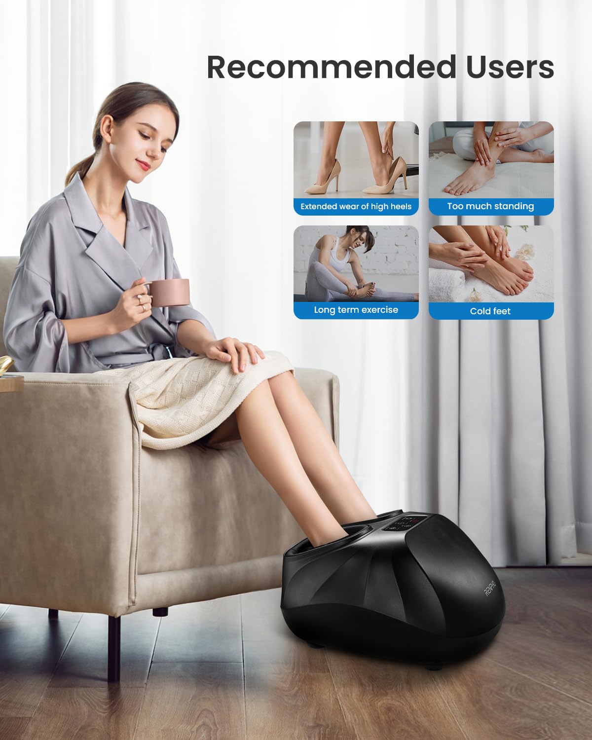 RENPHO Foot Massager with Heat - Electric Shiatsu Kneading Foot & Calf Massager Machine - Relaxation Therapy Device - Damaged Box