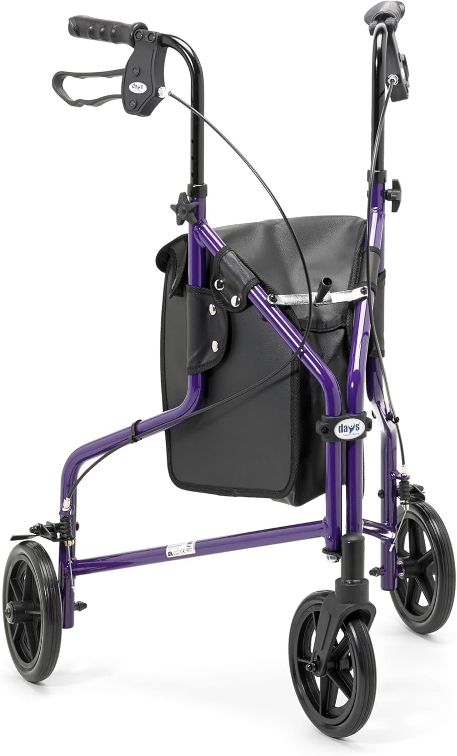 Days Tri Wheel Walker Rollator Foldable Mobility Aid with Bag - Purple - Damaged Box