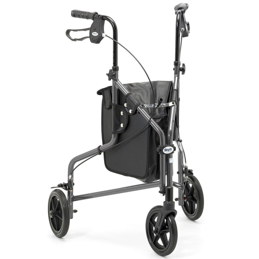 Days Tri Wheel Walker Rollator Foldable Mobility Aid with Bag - Purple - Damaged Box