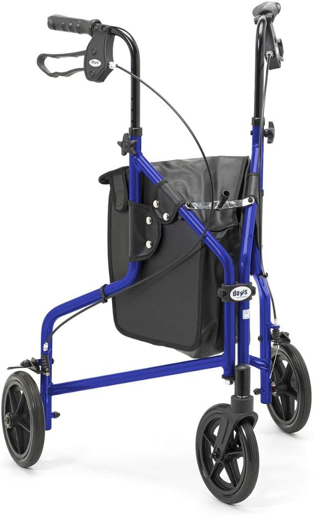 Days Tri Wheel Walker Rollator Foldable Mobility Aid with Bag - Purple - Damaged Box