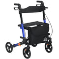 HOMCOM Rollator Walker with Seat Compact Quick Folding 8" Wheels Blue - Damaged Box