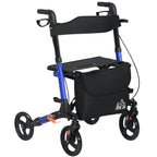 HOMCOM Rollator Walker with Seat Compact Quick Folding 8" Wheels Blue - Damaged Box
