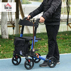 HOMCOM Rollator Walker with Seat Compact Quick Folding 8" Wheels Blue - Damaged Box