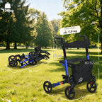 HOMCOM Rollator Walker with Seat Compact Quick Folding 8" Wheels Blue - Damaged Box