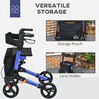 HOMCOM Rollator Walker with Seat Compact Quick Folding 8" Wheels Blue - Damaged Box