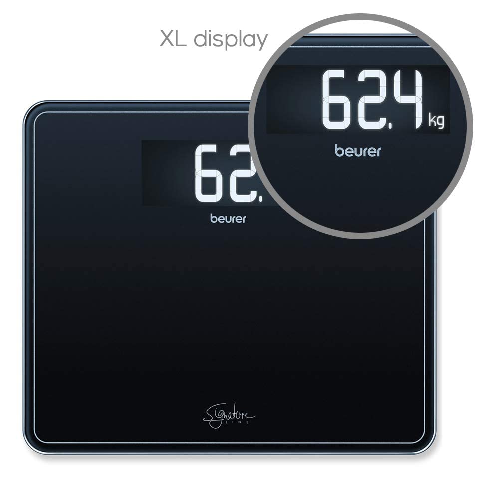 Beurer GS410 Signature Line Glass Bathroom Scale - Black - XXL Display - 200kg Capacity - Safety Glass Weighing Scale - Very Good