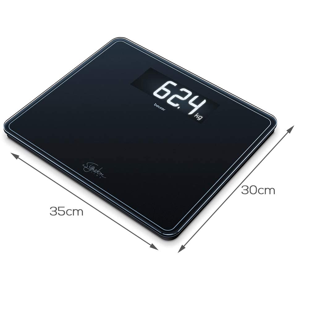 Beurer GS410 Signature Line Glass Bathroom Scale - Black - XXL Display - 200kg Capacity - Safety Glass Weighing Scale - Very Good