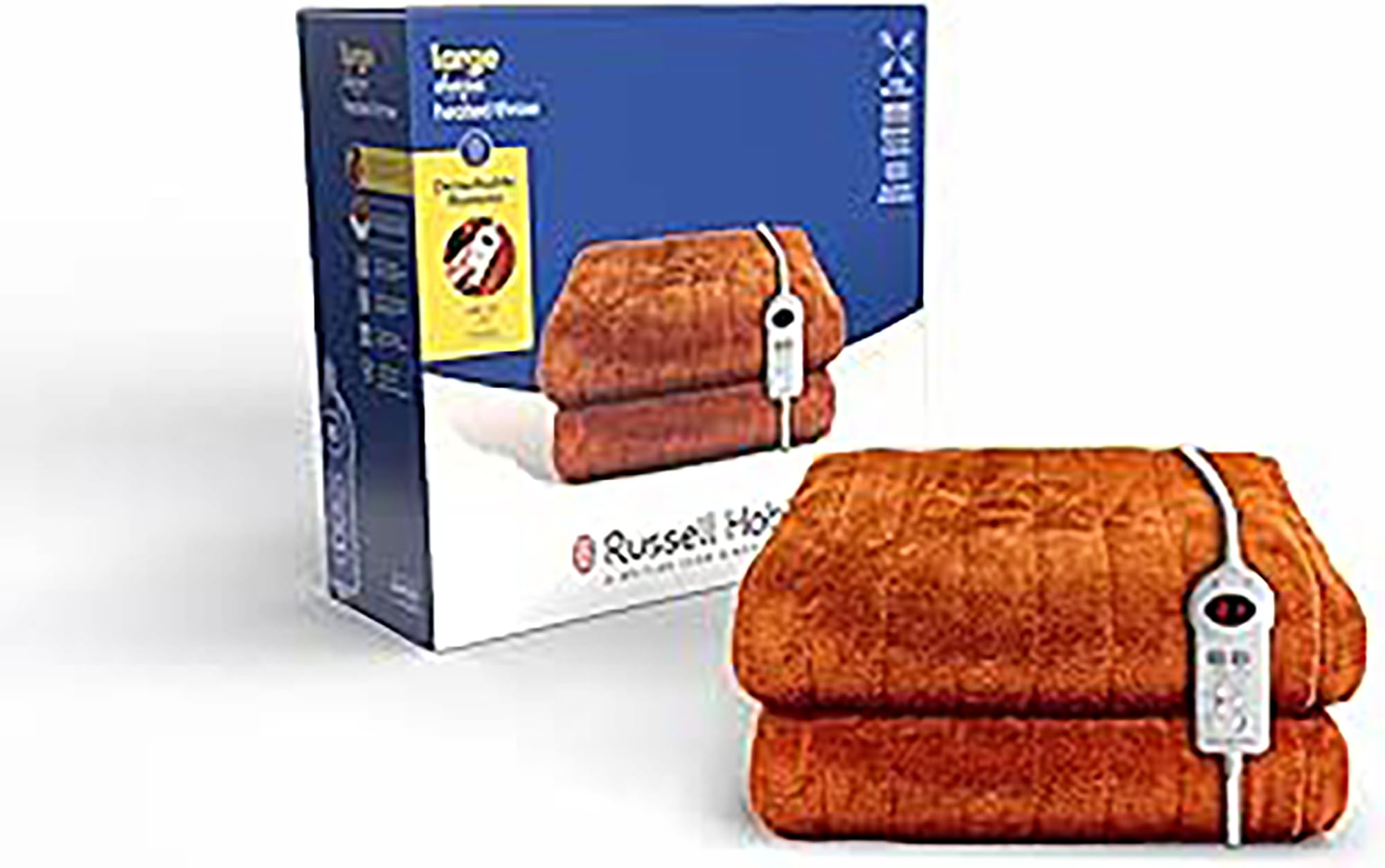 Russell Hobbs Electric Heated Throw Blanket - Orange Sherpa Microfleece 130x180cm, Digital Remote, 9 Heat Settings, Auto Shutoff RHHT1003OR - Damaged Box