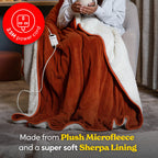 Russell Hobbs Electric Heated Throw Blanket - Orange Sherpa Microfleece 130x180cm, Digital Remote, 9 Heat Settings, Auto Shutoff RHHT1003OR - Damaged Box