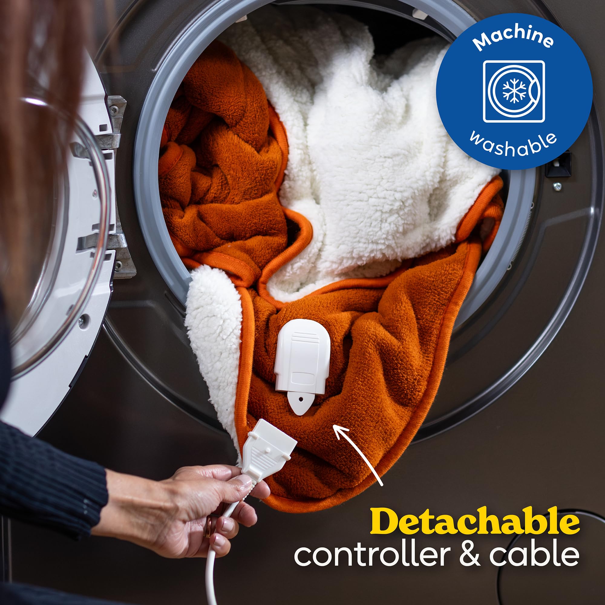 Russell Hobbs Electric Heated Throw Blanket - Orange Sherpa Microfleece 130x180cm, Digital Remote, 9 Heat Settings, Auto Shutoff RHHT1003OR - Damaged Box