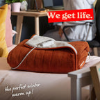 Russell Hobbs Electric Heated Throw Blanket - Orange Sherpa Microfleece 130x180cm, Digital Remote, 9 Heat Settings, Auto Shutoff RHHT1003OR - Damaged Box