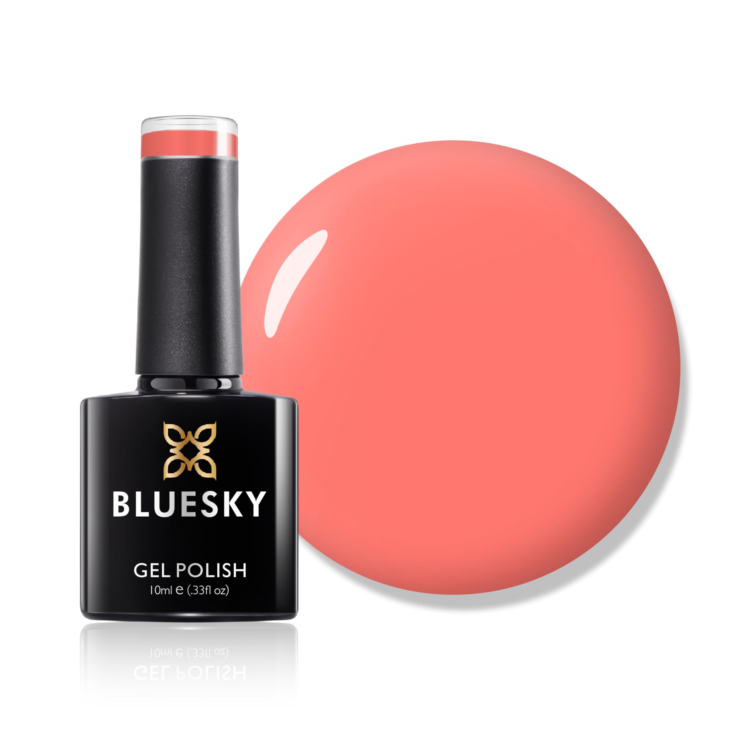 Bluesky Gel Nail Polish 10ml, Summer Coral BSH019 - Peach Coral UV LED Gel Nail Varnish, Chip-Free 21 Day Manicure, Professional Salon & Home Use, Easy Soak Off, Vegan & Cruelty Free - Damaged Box