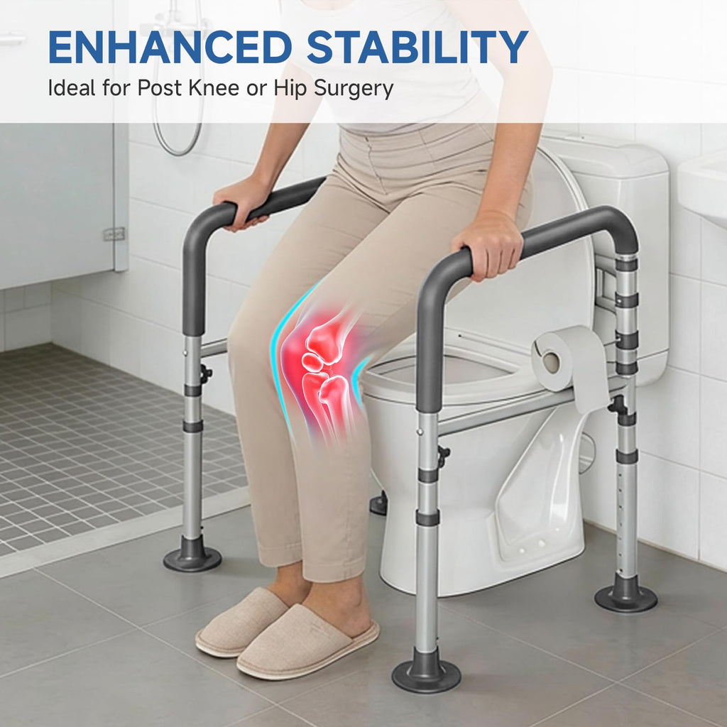 Loyoda Toilet Safety Rails - Height & Width Adjustable Toilet Frame Handles for Seniors, Pregnant, Disabled - Damaged Box