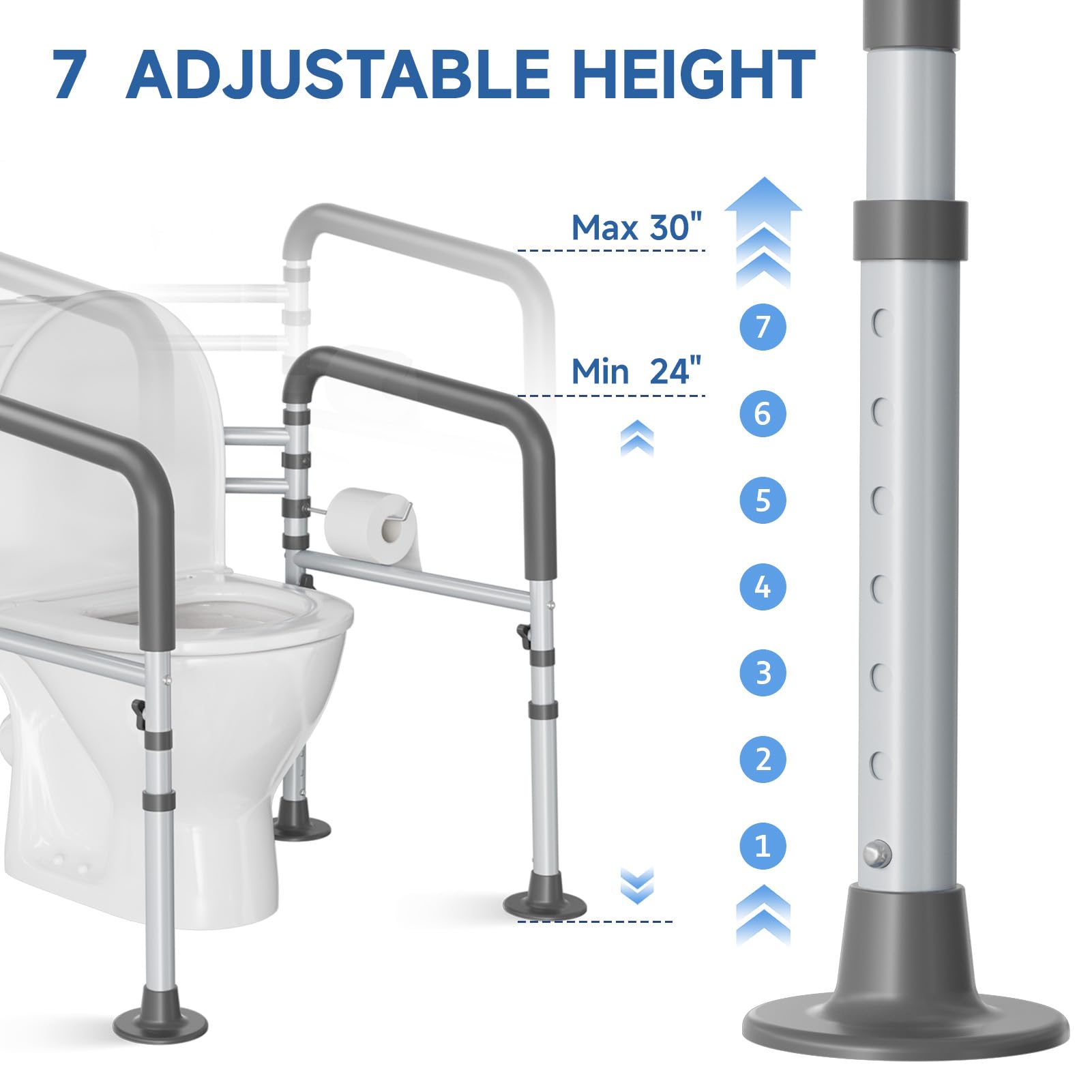 Loyoda Toilet Safety Rails - Height & Width Adjustable Toilet Frame Handles for Seniors, Pregnant, Disabled - Damaged Box