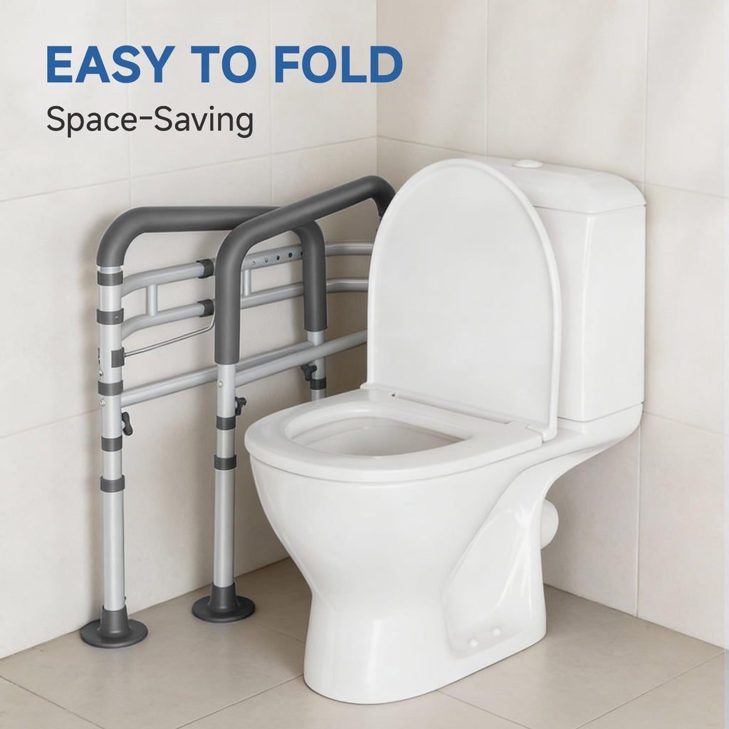 Loyoda Toilet Safety Rails - Height & Width Adjustable Toilet Frame Handles for Seniors, Pregnant, Disabled - Damaged Box