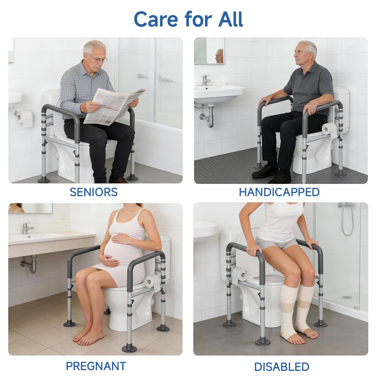 Loyoda Toilet Safety Rails - Height & Width Adjustable Toilet Frame Handles for Seniors, Pregnant, Disabled - Damaged Box