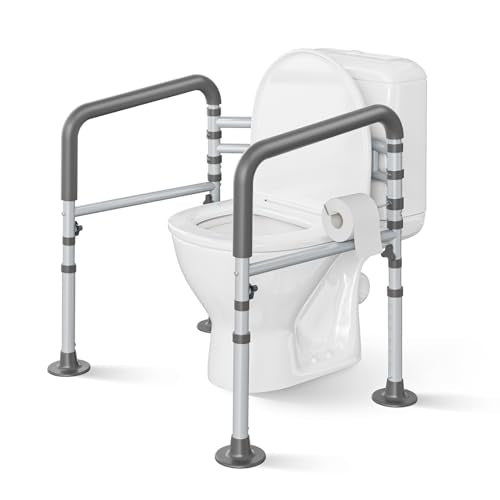 Loyoda Toilet Safety Rails - Height & Width Adjustable Toilet Frame Handles for Seniors, Pregnant, Disabled - Damaged Box