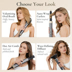 BarberBoss All-in-One Hot Air Styler, Professional Fast Drying Hair Dryer, Anti Frizz, Negative Ionic Technology Air Styler, Volumiser and Curler, Straightener, High Speed Hair Styling Tool, QR-8820 - New