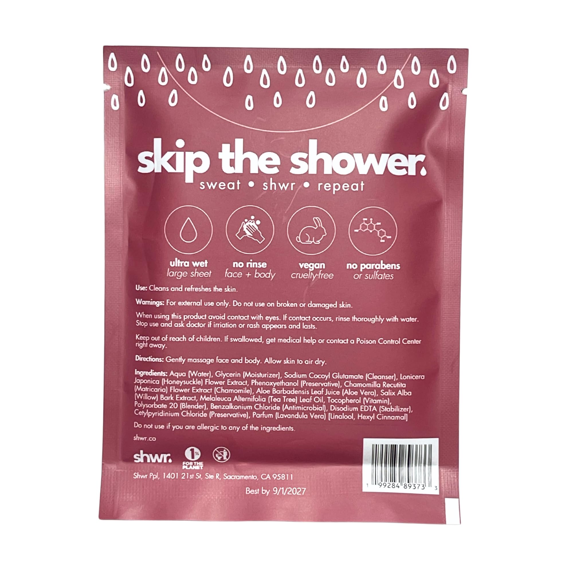Shower Sheet Body Wipes - Individually Wrapped, Extra Large 12"x12", 10 Pack - Gym Bag, Travel, Camping, No Rinse Wash Cloths - Damaged Box
