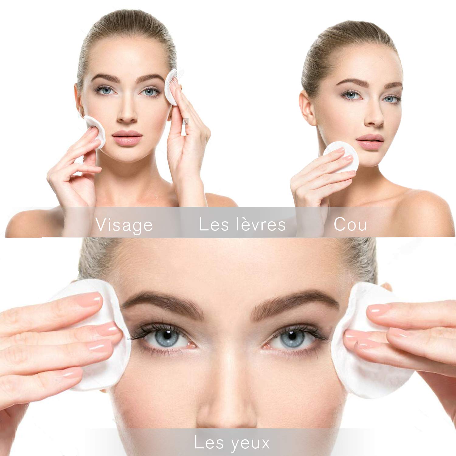 Reusable Makeup Remover Pads - Bamboo Fiber Organic Cotton Rounds - Washable Zero Waste Face Eye Pads - 16 Pcs with Bags - Damaged Box