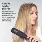REVAMP Enigma Tri-Care Infrared Ionic Wide Hair Straightener - Extra-Wide Plate Straighteners for Kind, One Stroke Styling, Curved Design for Waves, Curls - Professional Ceramic Hair Straightener - Damaged Box