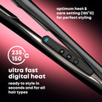 REVAMP Enigma Tri-Care Infrared Ionic Wide Hair Straightener - Extra-Wide Plate Straighteners for Kind, One Stroke Styling, Curved Design for Waves, Curls - Professional Ceramic Hair Straightener - Damaged Box