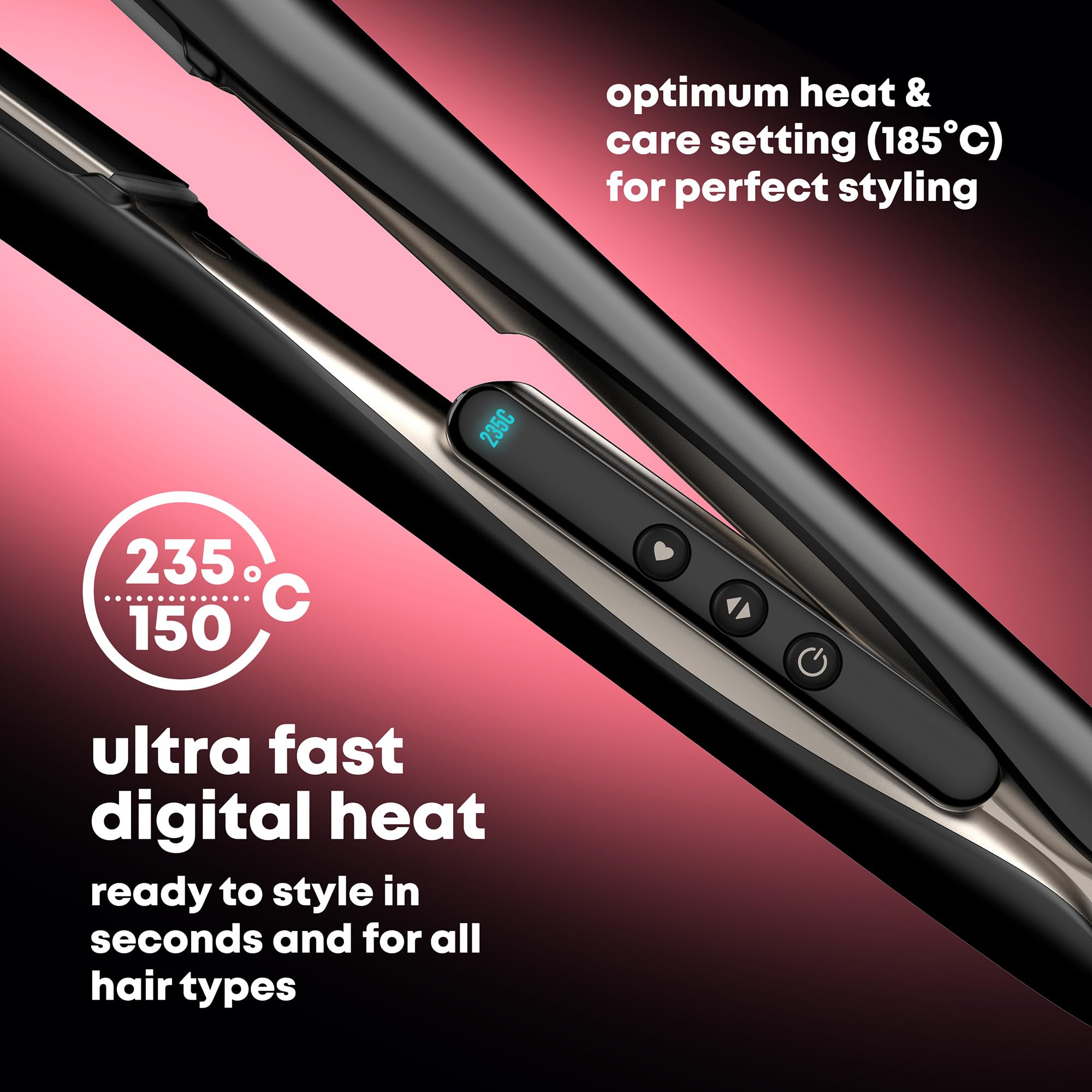 REVAMP Enigma Tri-Care Infrared Ionic Wide Hair Straightener - Extra-Wide Plate Straighteners for Kind, One Stroke Styling, Curved Design for Waves, Curls - Professional Ceramic Hair Straightener - Damaged Box