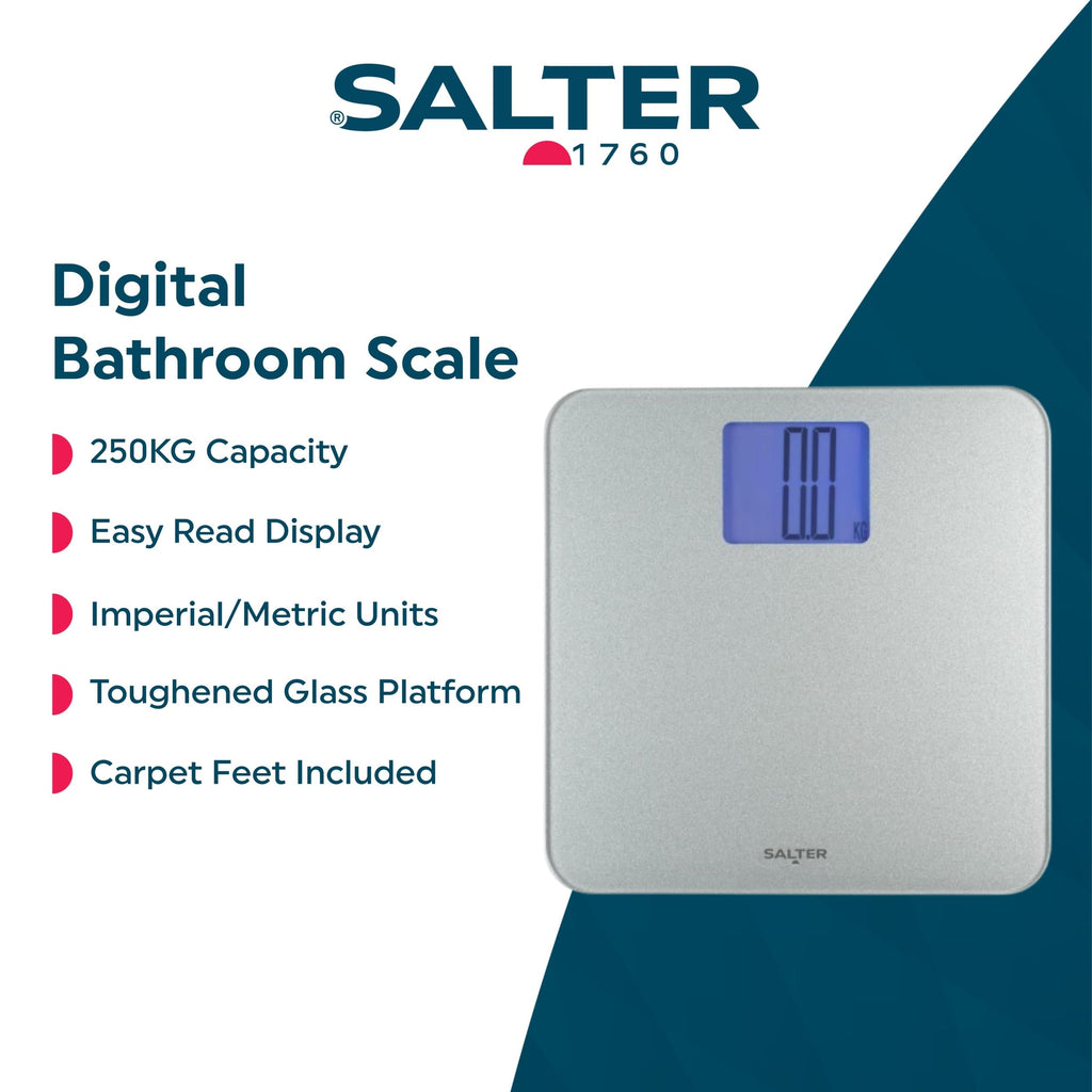 Salter Max Digital Bathroom Scale - 250kg Capacity - Supersize LCD Display - Body Weight Monitor - Damaged Box