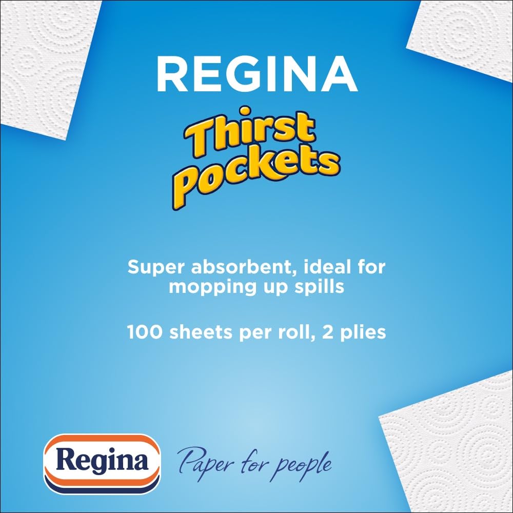 Regina Thirst Pockets Kitchen Roll - 12 Count - Absorbent Paper Towels - Damaged Box