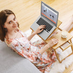 SONGMICS LLD004 Bamboo Laptop Desk - Foldable Bed Table Tray, Height Adjustable, 5 Tilting Angles, Air Holes, Drawer - 72x35cm - Damaged Box