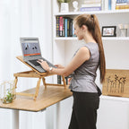 SONGMICS LLD004 Bamboo Laptop Desk - Foldable Bed Table Tray, Height Adjustable, 5 Tilting Angles, Air Holes, Drawer - 72x35cm - Damaged Box