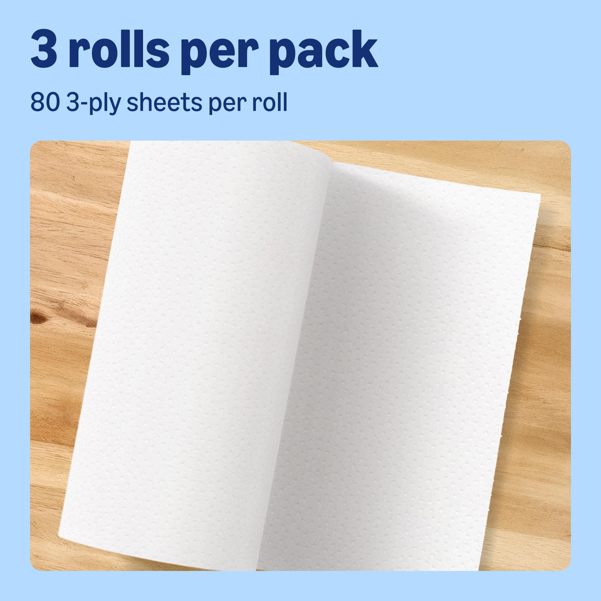 by Amazon Super Absorbent Kitchen Towel 3-Ply - 12 Rolls (4x3) - 80 Sheets Per Roll - FSC Certified Paper Towels - Damaged Box