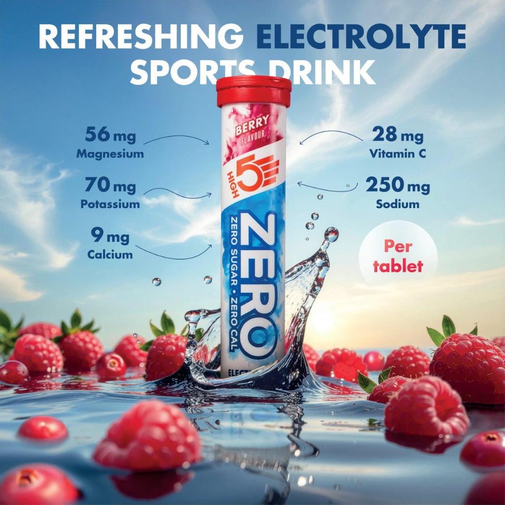 HIGH5 ZERO Electrolyte Tablets - Hydration Tablets with Vitamin C - Berry, 160 Tablets (8x 20-Pack) - Sugar Free, 0 Calories - Damaged Box - BBE 04/2027