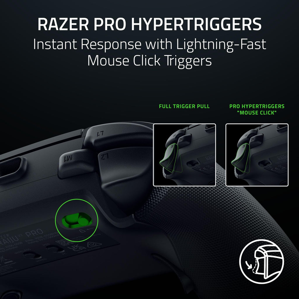 Razer Raiju V3 Pro - Wireless e-sports controller for PlayStation 5 & PC - 4 removable buttons & 2 claw grip bumpers - TMR analogue sticks - Pro HyperTrigger - Mecha-Tactile buttons | Black - Like New