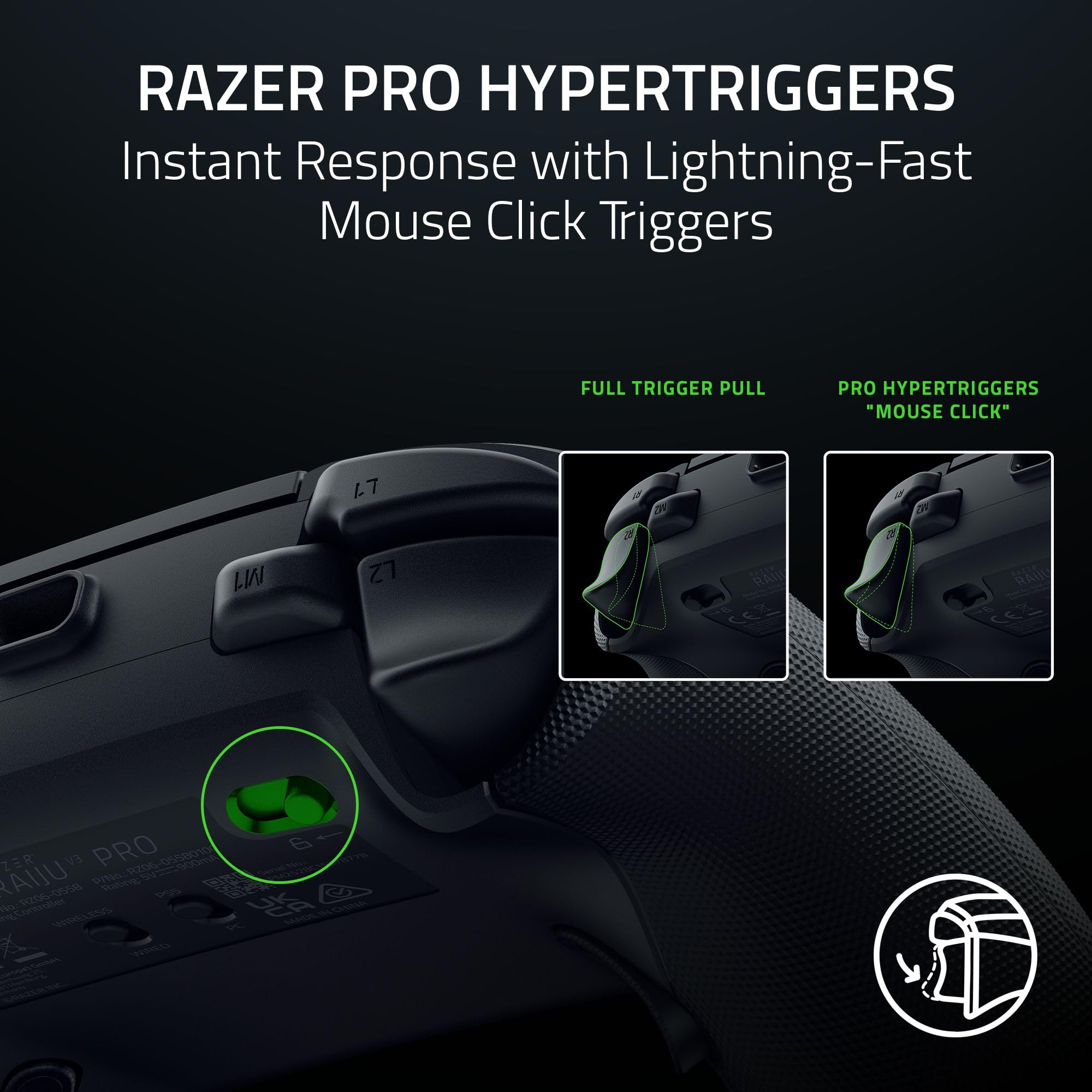 Razer Raiju V3 Pro - Wireless e-sports controller for PlayStation 5 & PC - 4 removable buttons & 2 claw grip bumpers - TMR analogue sticks - Pro HyperTrigger - Mecha-Tactile buttons | Black - Like New