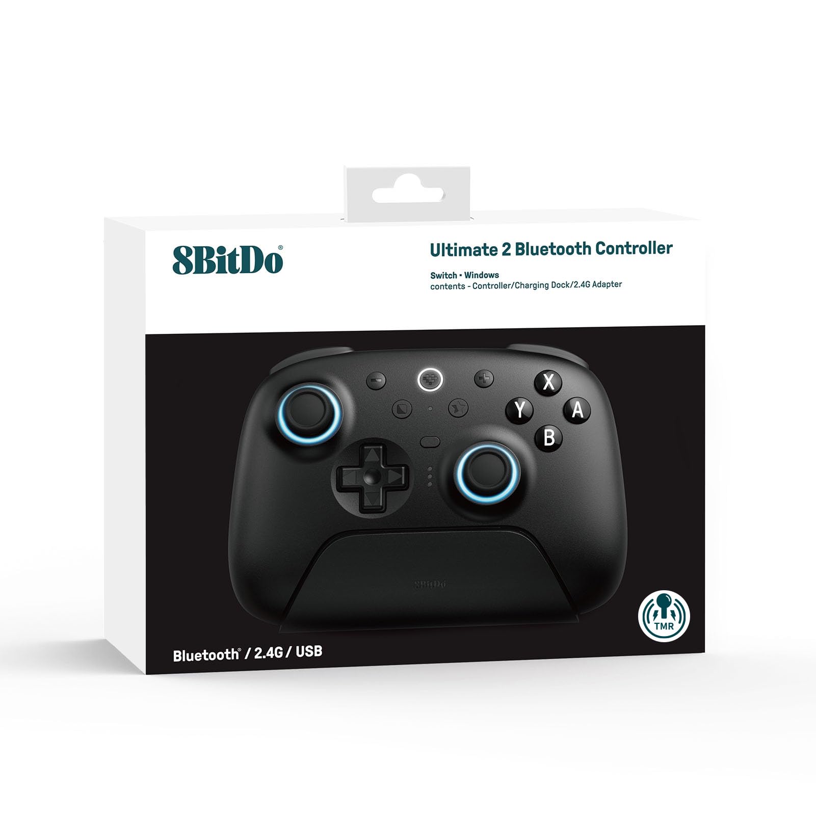 8Bitdo Ultimate 2 Bluetooth Controller for Switch, Switch 2 & Windows PC, Switch Pro Controller with TMR Joysticks, Switchable Hall Effect/Tactile Triggers, Vibration and Motion Control, RGB, Black - Like New